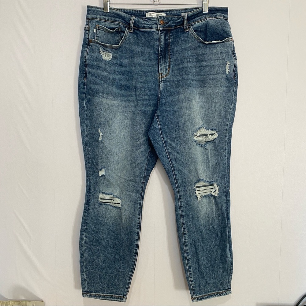 Judy‎ Blue Jeans Womens 20W Plus Size Distressed Stretch Skinny Slim Fit
